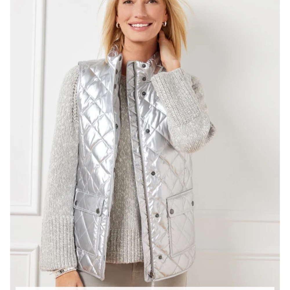 ✨ Talbots Quilted Down Puffer Vest – Metallic | Size PS | NWT ✨